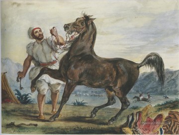  Arabe Tableau - Turc guidant son cheval ou arabe